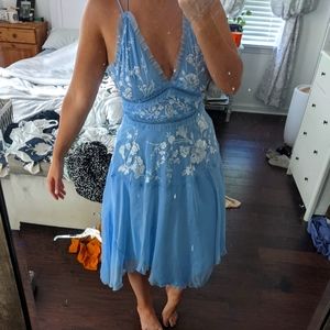 Blue and white midi dress from ASOS Design